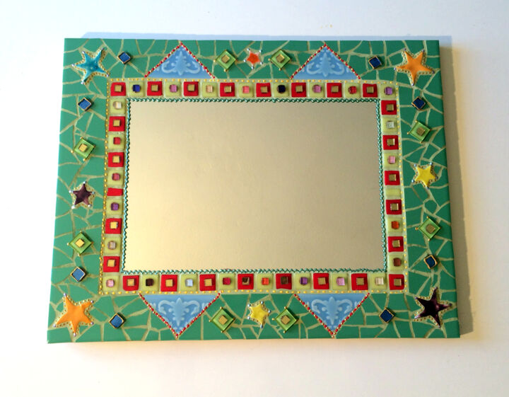 miroir mosaïque "variations sur vert" 45 x 58 cm 设计, 22.8x17.7 in