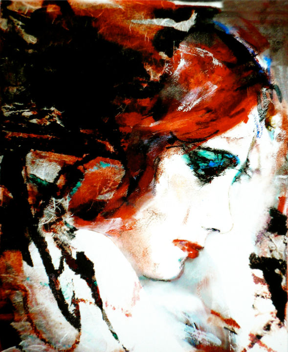 Schilderij getiteld ""Green Eyed Girl"" door Hein Kocken, Origineel Kunstwerk