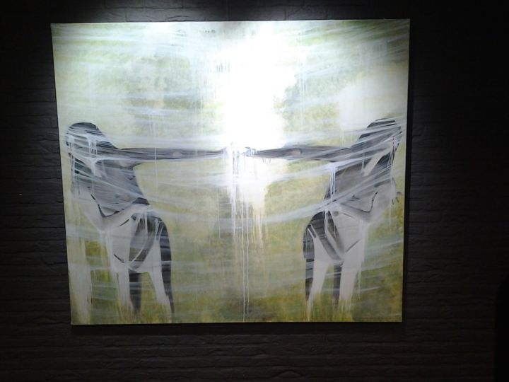 Painting titled "Van mijzelf vandaan" by Dominique Selen, Original Artwork
