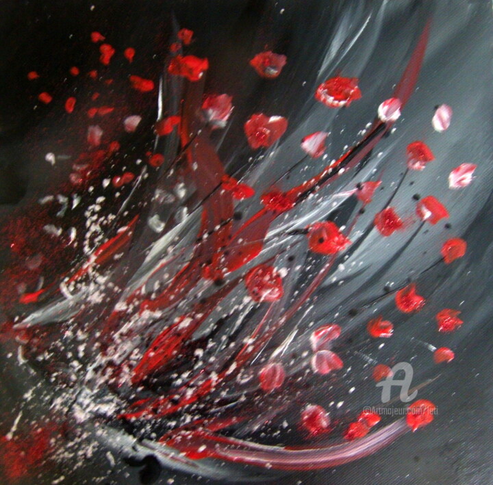 NUEE DE PETALES ROUGES II 绘画, 11.8x11.8 in