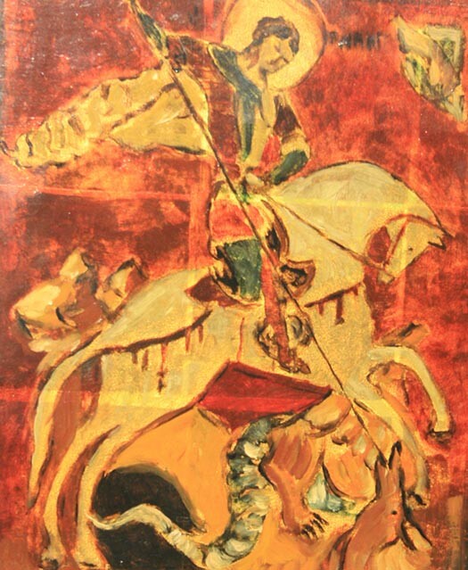 St Georges et le Dragon 绘画, 9.5x7.9 in