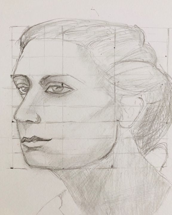 Disegno intitolato "Student sketching p…" da Eb, Opera d'arte originale