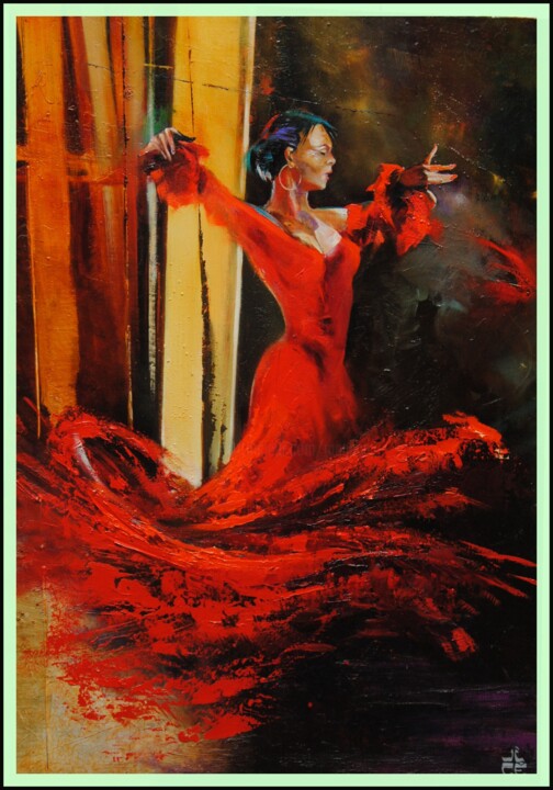 Malerei mit dem Titel "L'andalouse" von Jicé, Original-Kunstwerk