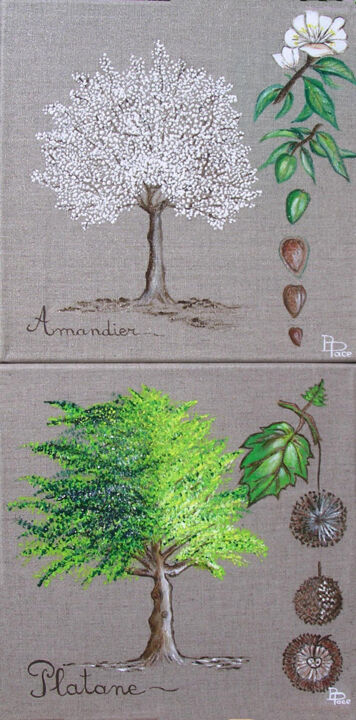 Amandier et Platane Painting, 23.6x11.8 in