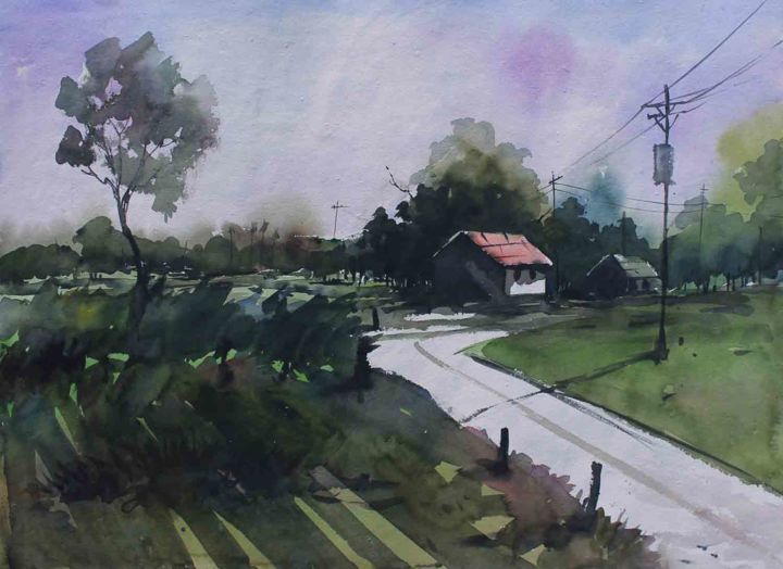 Painting titled "Landscape - SB074" by Sima Arts Gallery, Original Artwork