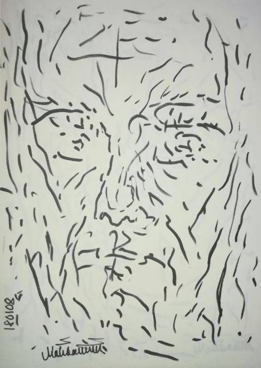 Σχέδιο με τίτλο "Grumpy Marker 5" από Pertti Matikainen, Αυθεντικά έργα τέχνης, Μαρκαδόρος