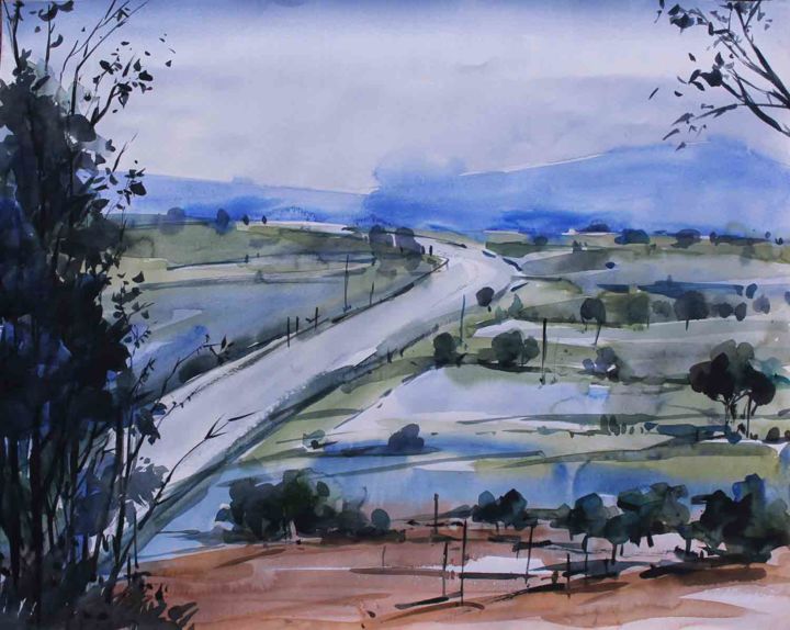 Painting titled "Landscape - SB078" by Sima Arts Gallery, Original Artwork