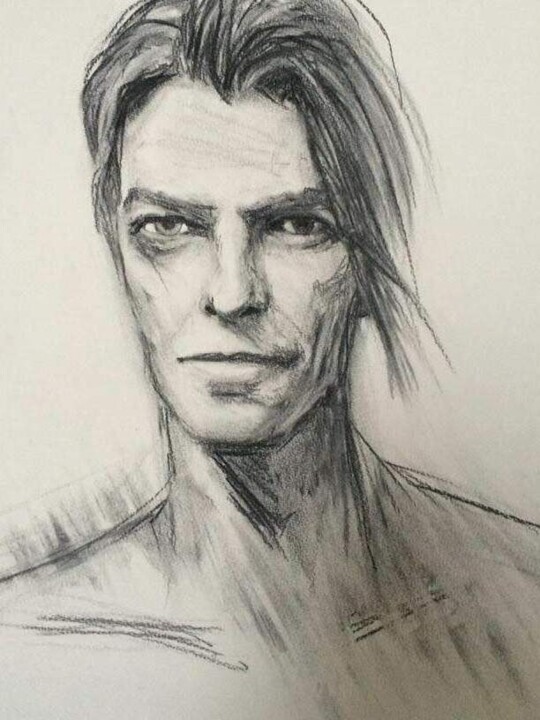 Dessin intitulée "david bowie" par Marie Pascale Martins, Œuvre d'art originale, Fusain