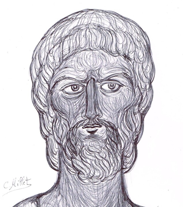 Dessin intitulée "Portrait d'Alexandr…" par Cindy Millet, Œuvre d'art originale, Stylo à bille
