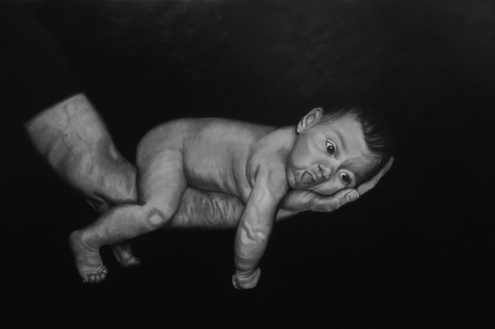 Картина под названием "L'homme et l'enfant" - Christine Bobst, Подлинное произведение искусства, Акрил