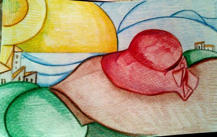Drawing titled "il cappello rosso" by Daniela Sasso, Original Artwork