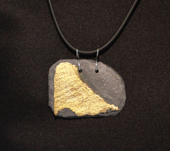 36 Collier en ardoise - Doré à la feuille 设计, 1.4x1.8 in