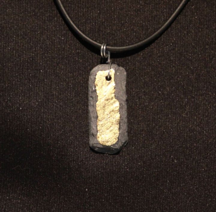 1 Collier en ardoise - Doré à la feuille 设计, 0.6x1.3 in