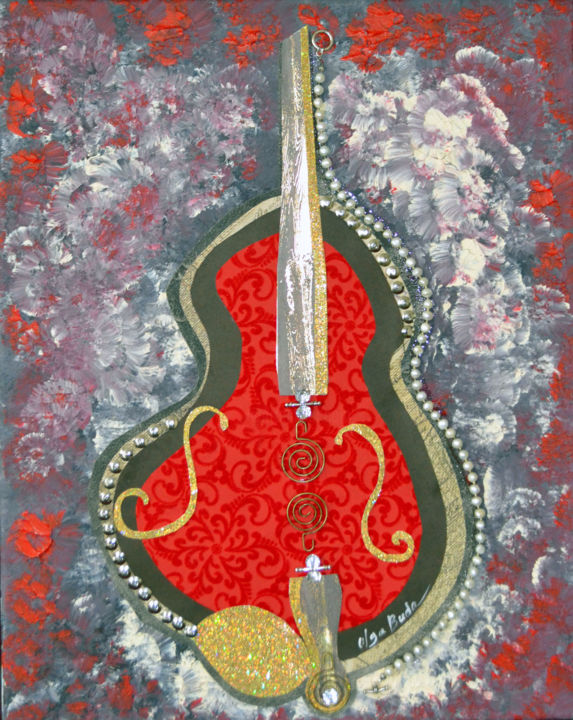 Collages intitulée ""The Violin"" par Olga Buda, Œuvre d'art originale