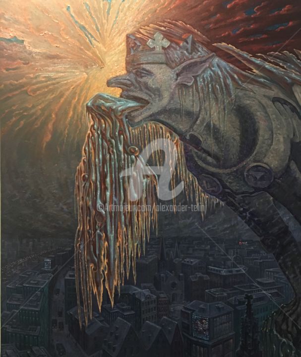 Pittura intitolato "Series"Gargoyles of…" da Alexander Telin, Opera d'arte originale, Olio