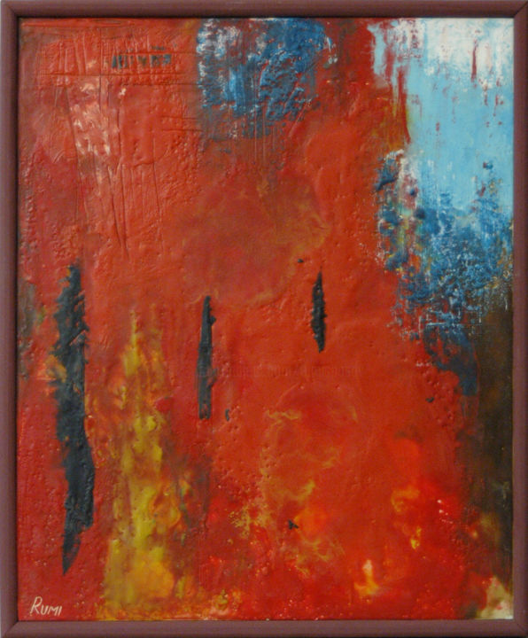 Painting titled ""The Next Level Of…" by Rumen Spasov, Original Artwork, Encaustic Mounted on Wood Panel