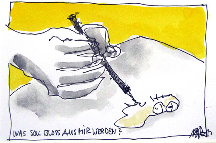 Drawing titled "Cartoons" by Baerbel Busch, Original Artwork