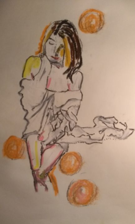 Drawing titled "China girl 1" by Paul Antwis, Original Artwork, Pastel