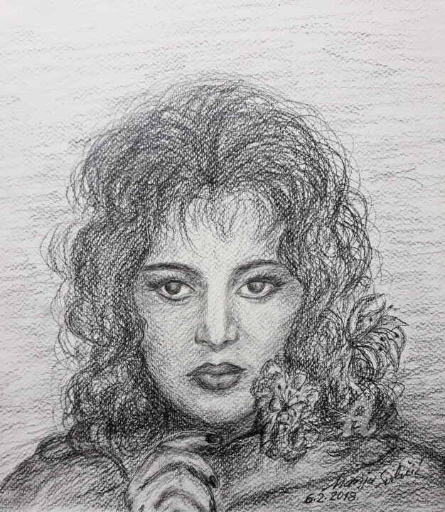 「carmen- portrait -…」というタイトルの描画 Marija Sviličićによって, オリジナルのアートワーク, 鉛筆