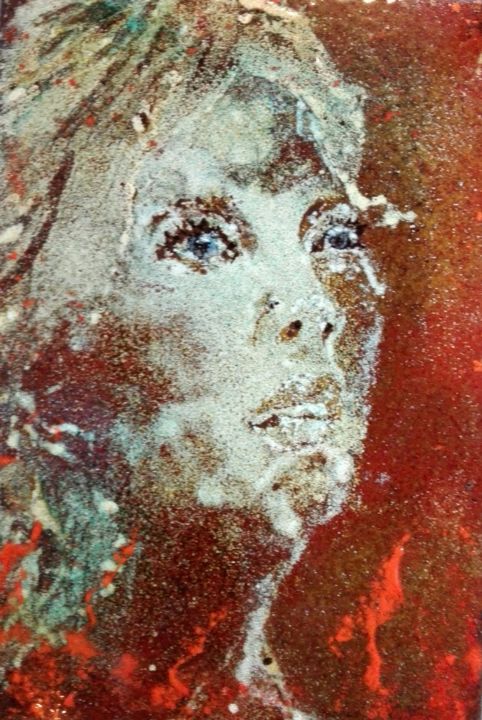 Peinture intitulée "Le bucher - Pièce u…" par Isabelle Mathis, Œuvre d'art originale, Émail