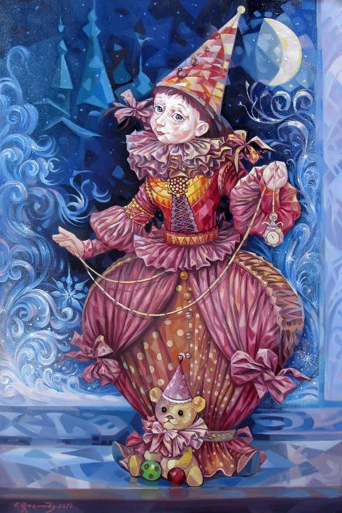 New Year's night 绘画, 35.4x27.6 in