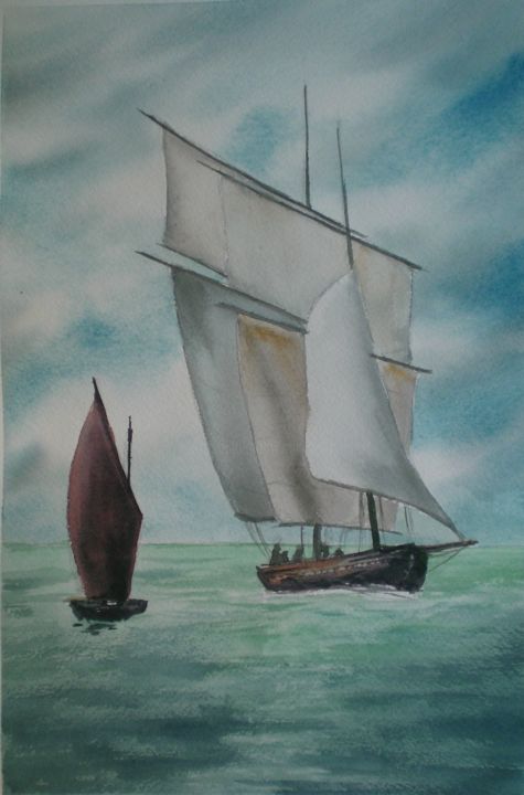 Peinture intitulée "voilier" par Mickael Thébault, Œuvre d'art originale