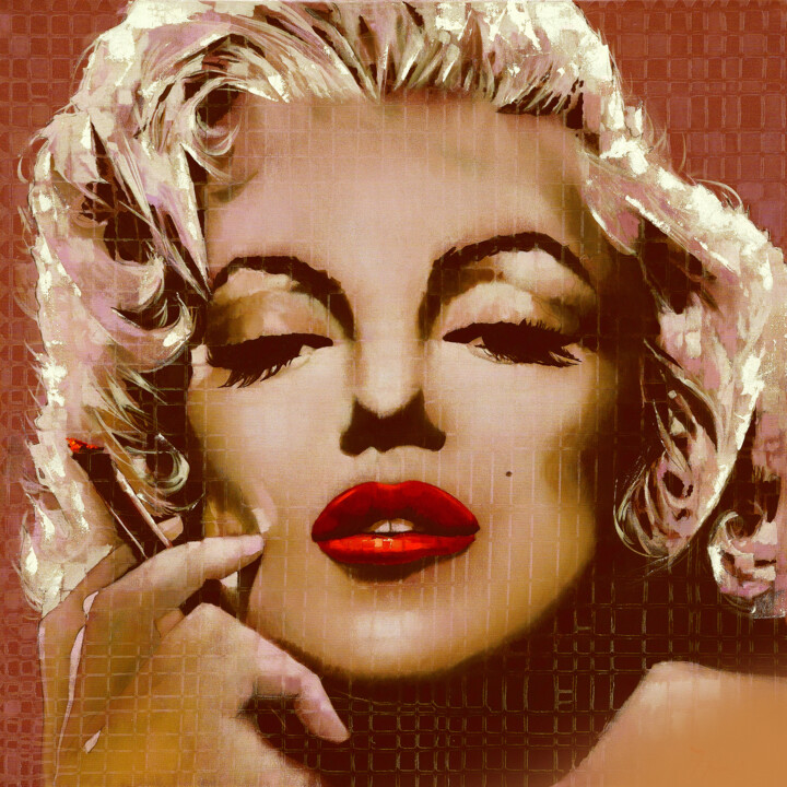 Marilyn, limited Edition + acrylic 绘画, 39.4x39.4 in