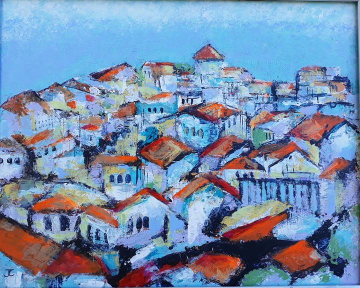 Pittura intitolato "Pueblo Blanco, Maro." da Jill Carrott, Opera d'arte originale, Acrilico