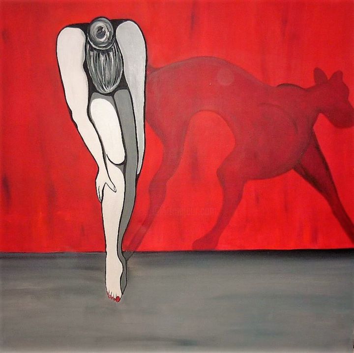 Painting titled "femme-felin-2.jpg" by Michelle Perrotte, Original Artwork, Acrylic