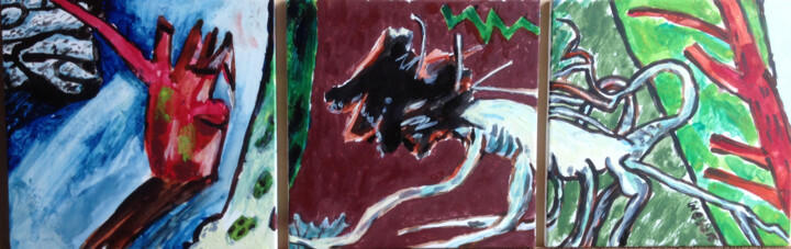 Painting titled "Fallen Beech Tripty…" by Stephen West, Original Artwork, Tempera