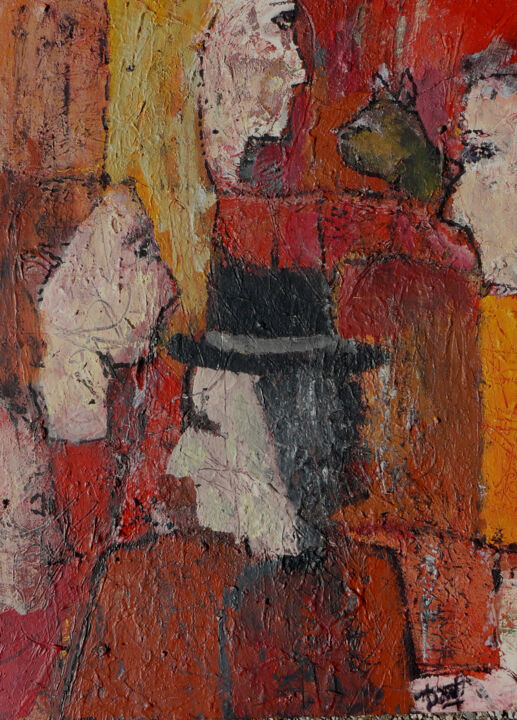 Painting titled "PROFILS" by Jacques Donneaud, Original Artwork, Acrylic Mounted on Wood Stretcher frame