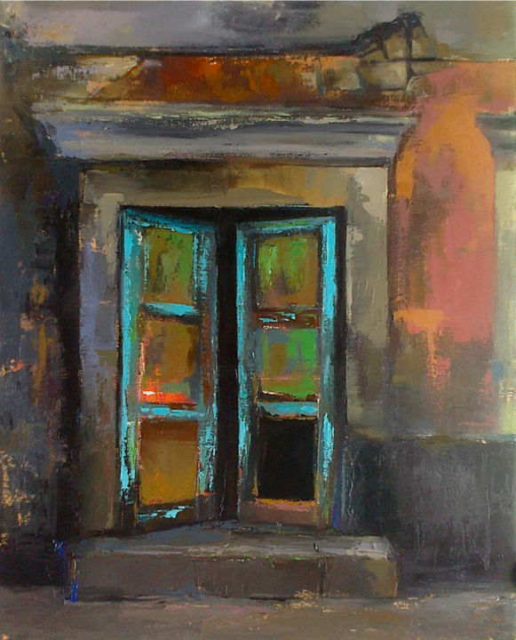 Schilderij getiteld "Old door(Oil painti…" door Kamsar Ohanyan, Origineel Kunstwerk, Olie