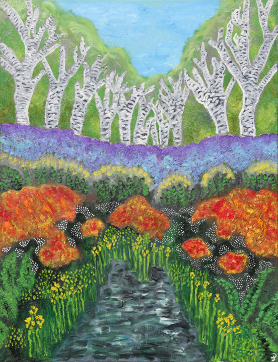 Schilderij getiteld "Lisière" door Pierre Ecrepont, Origineel Kunstwerk, Olie