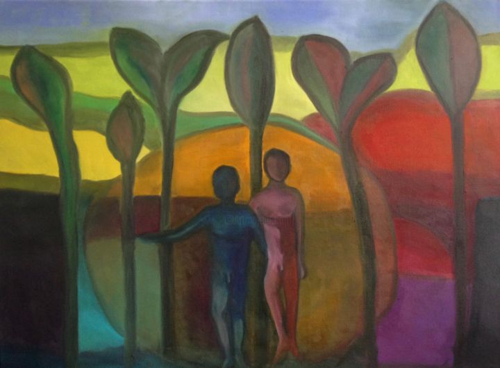 Peinture intitulée "Jardin d'Adam" par François Balitrand, Œuvre d'art originale, Huile