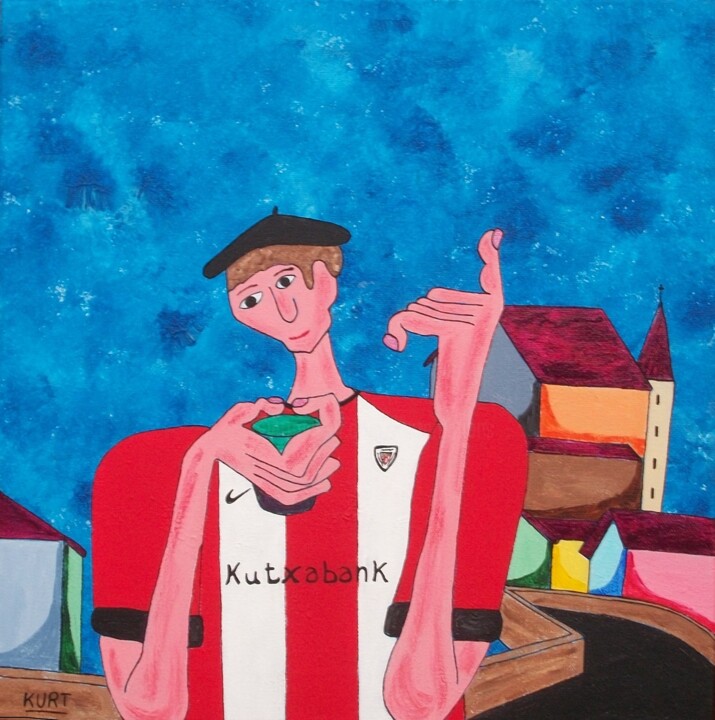 Athletic Bilbao -1 绘画, 15.8x15.8 in