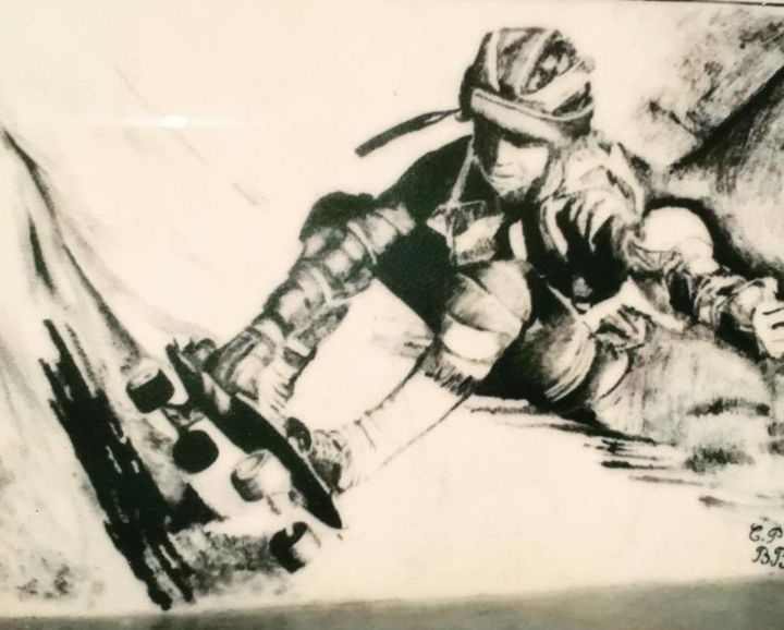 Painting titled "skatteur" by Brigitte Choanier, Original Artwork, Acrylic