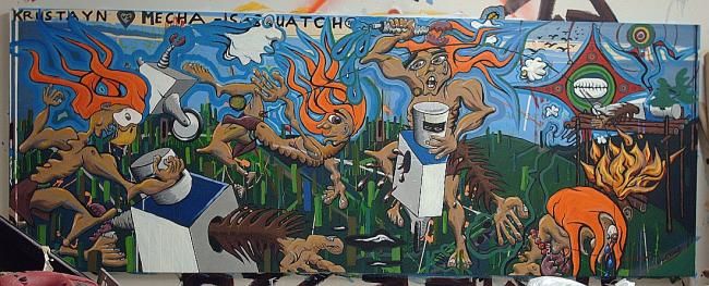 Painting titled "Krustayn Versus mec…" by Broken Vulture Art, Original Artwork