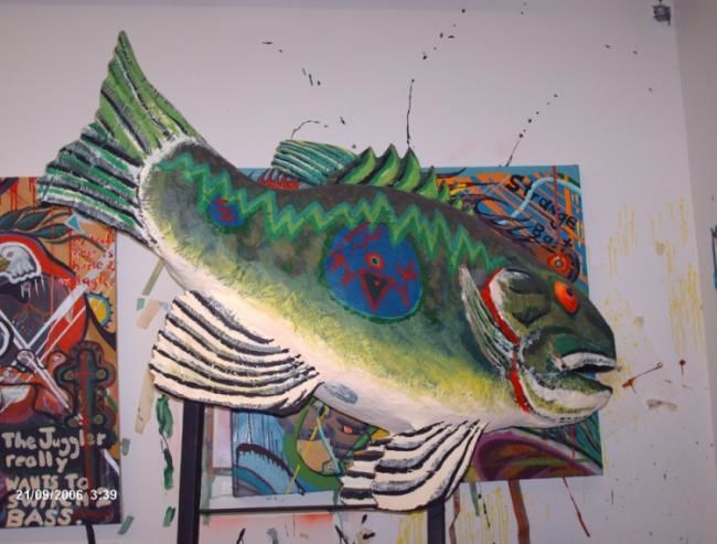 Painting titled "giant papier mache…" by Broken Vulture Art, Original Artwork