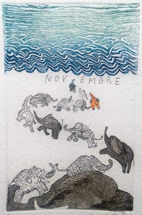 Ciel d'Automne - Novembre Printmaking, 9.8x6.3 in