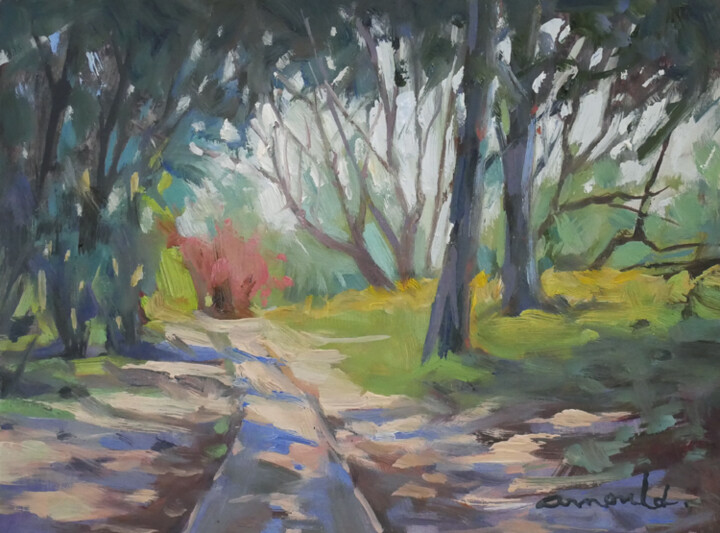 Peinture intitulée "Pochade parc" par Christian Arnould, Œuvre d'art originale, Huile