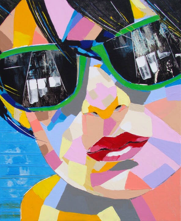 Green Glasses 绘画, 21.7x18.1 in