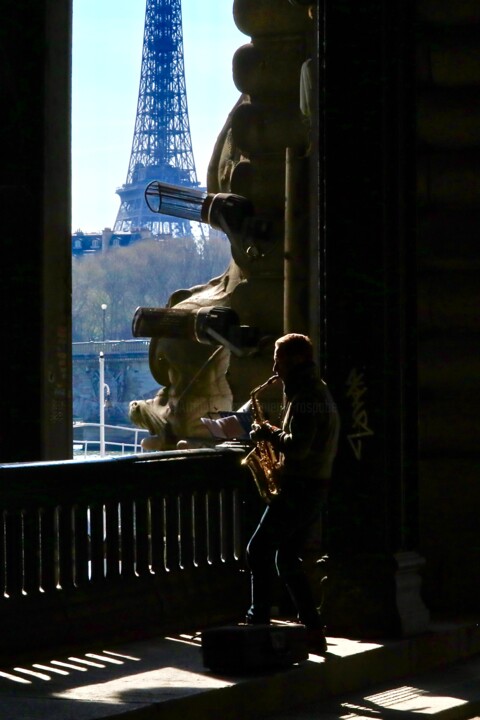 saxophoniste, Pont Alexandre III 写真撮影