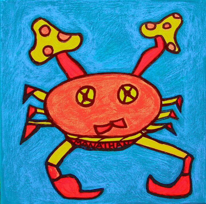 Peinture intitulée "Crab" par Nathalia Chipilova, Œuvre d'art originale, Acrylique Monté sur Châssis en bois