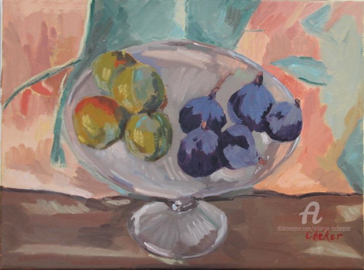 Ζωγραφική με τίτλο "figues et reines-cl…" από Chéker, Αυθεντικά έργα τέχνης, Λάδι Τοποθετήθηκε στο Ξύλινο φορείο σκελετό
