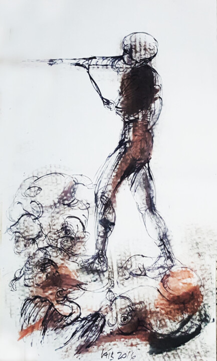 Dessin intitulée "massacre.jpg" par Bachir Laib, Œuvre d'art originale