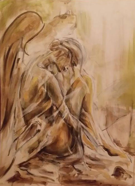 Painting titled "zuto" by Zlata Maksimovic, Original Artwork, Acrylic
