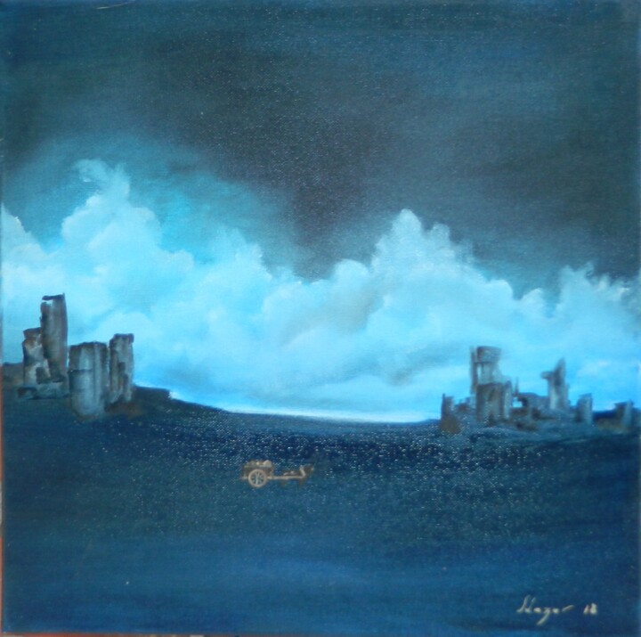 Painting titled "lost-between-two-wo…" by Sorin Niculae Lazar, Original Artwork, Oil Mounted on Wood Stretcher frame