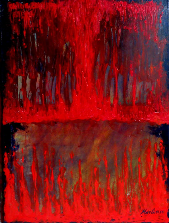 Peinture intitulée "Behind-the-surface.…" par Marianne Charlotte Mylonas-Svikovsky (Marlo), Œuvre d'art originale, Acrylique