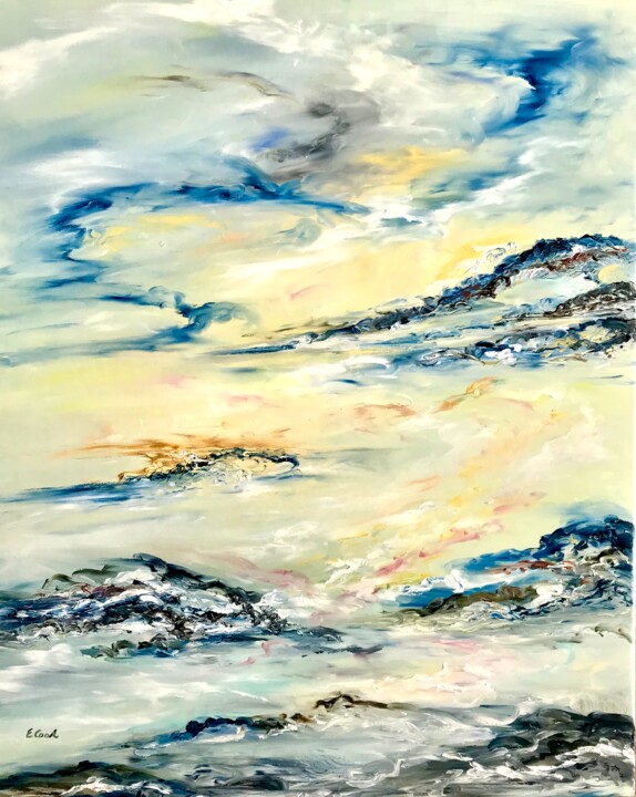 Painting titled "Blushed Hues of Day…" by Elisa Cook Benbassat Bassat, Original Artwork, Oil