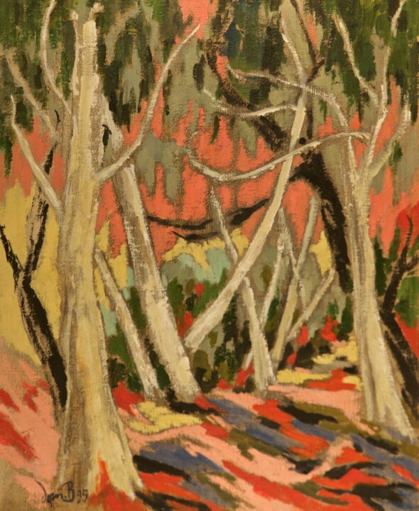 Peinture intitulée "Arbres blancs" par Dominique Bertrand, Œuvre d'art originale, Huile